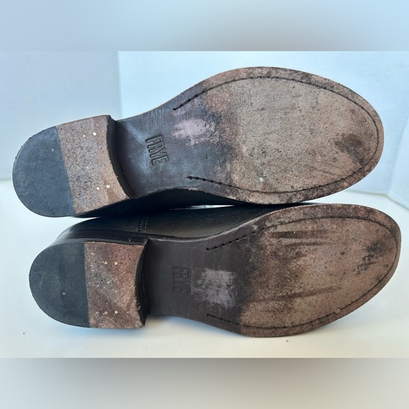 FRYE Anna Grey Moto Biker Shortie Leather Boots Size 6 - Picture 9 of 12